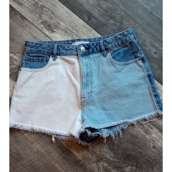 PacSun Pants - PacSun Women's 28 (Size4) High Rise Festival 2 Tone Colorblock Jean Shorts